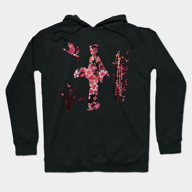 Women Silhouette Cherry blossom Hoodie by KrasiStaleva